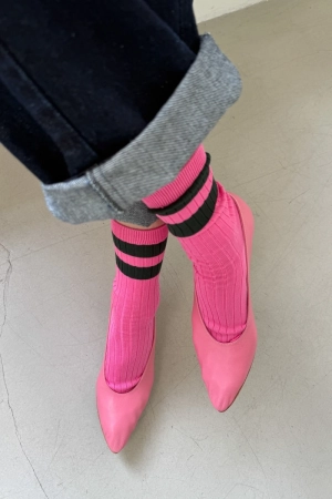 VARSITY SOCKS PINK/GREEN
