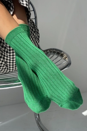 HER SOCKS EMERALD GLITTER