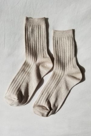 HER SOCKS IVORY GOLD GLIT