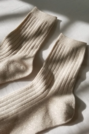 HER SOCKS IVORY GOLD GLIT