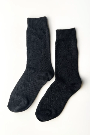 MODAL EYELET SOCKS JET BLACK