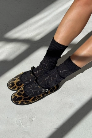 MODAL EYELET SOCKS JET BLACK