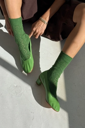 MODAL EYELET SOCKS PALM GREEN