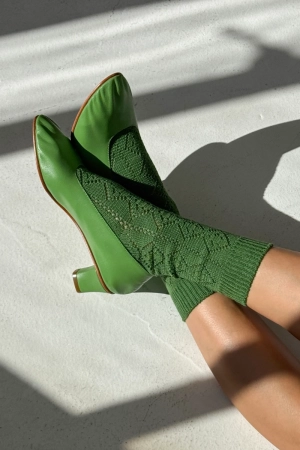 MODAL EYELET SOCKS PALM GREEN