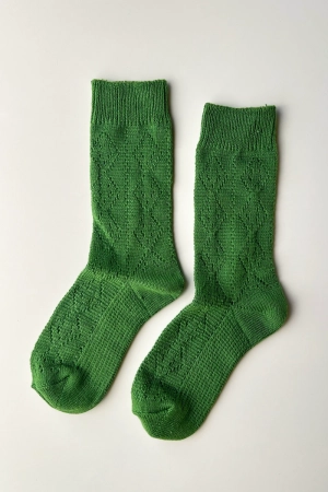 MODAL EYELET SOCKS PALM GREEN