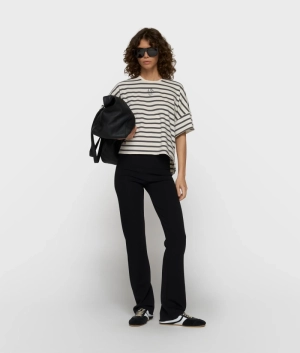 WIDE TEE STRIPES ECRU/STEEL BLUE