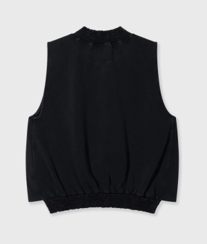 SMOCKED TOP DARK CHARCOAL