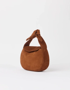 COCO CROISSANT - COGNAC SUEDE WITH CLASSIC LEATHER COGNAC