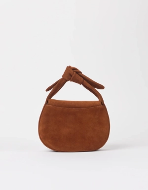 COCO CROISSANT - COGNAC SUEDE WITH CLASSIC LEATHER COGNAC