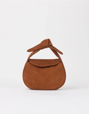 COCO CROISSANT - COGNAC SUEDE WITH CLASSIC LEATHER COGNAC