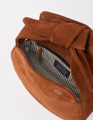 COCO CROISSANT - COGNAC SUEDE WITH CLASSIC LEATHER COGNAC