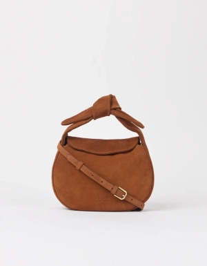 COCO CROISSANT - COGNAC SUEDE WITH CLASSIC LEATHER COGNAC