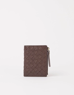 JAMIE WALLET - CHOCOLATE WOVEN SOFT GRAIN LEATHER CHOCOLATE