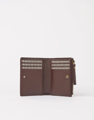 JAMIE WALLET - CHOCOLATE WOVEN SOFT GRAIN LEATHER CHOCOLATE