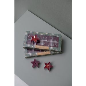 CANDLE STAR- SET 8 BURGUNDY