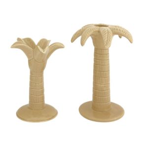 CANDLEHOLDER PALMTREE - 2 STUKS CREME