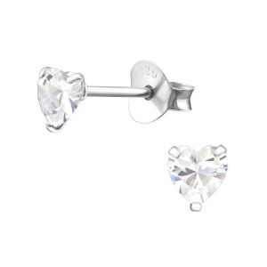 ZILVEREN HARTJE MET ZIRCONIUM - 925 SILVER EAR STUDS SILVER