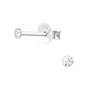 RONDJE MET ZIRKONIUM - 925 SILVER EAR STUDS SILVER