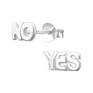 YES & NO - 925 SILVER EAR STUDS SILVER