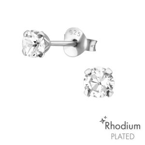 RONDJE ZIRKONIUM - 925 SILVER EAR STUDS SILVER