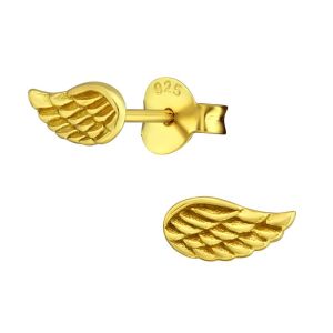 VLEUGELS GOUD - 925 SILVER EAR STUDS - GOUD VERGULD GOLD