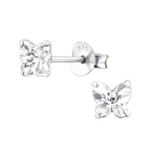 VLINDERTJE WIT ZIRKONIUM - 925 SILVER EAR STUDS WIT