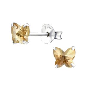 VLINDERTJE WIT ZIRKONIUM - 925 SILVER EAR STUDS GOLDEN