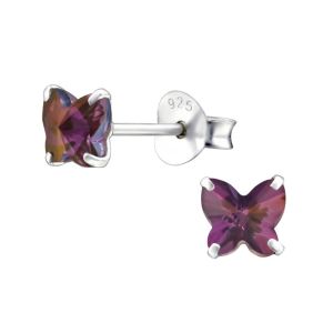 VLINDERTJE WIT ZIRKONIUM - 925 SILVER EAR STUDS LILAC