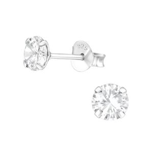 RONDJE MET ZIRKONIUM - 925 SILVER EAR STUDS SILVER