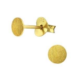 RONDJE PLAT - 925 SILVER EARSTUDS - GOUD VERGULD GOLD