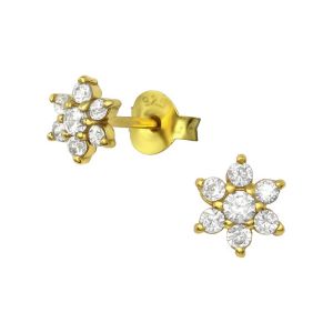 STERRETJE MET ZIRKONIUM - 925 SILVER EAR STUDS - GOUD VERGULD + E-COAT GOLD