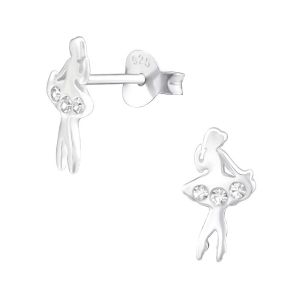 BALLERINA MET ZIRKONIUM - 925 SILVER EAR STUDS  SILVER