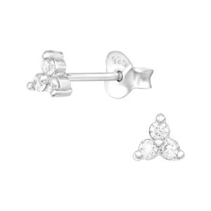 3 STEENTJES ZIRKONIUM - 925 SILVER EAR STUDS  SILVER