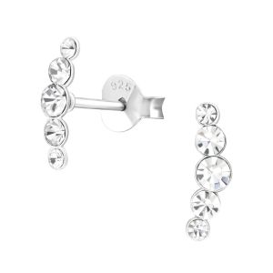 STAAFJE MET KRISTALLEN - 925 SILVER EAR STUDS  SILVER