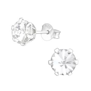 RONDJE MET KRISTAL - 925 SILVER EAR STUDS  SILVER