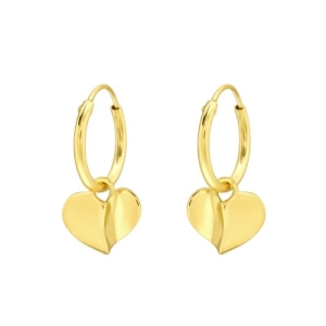 HANGER MET HARTJE - 925 SILVER EAR STUDS - GOLD PLATED + E-COAT GOLD