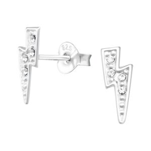 BLIKSEMS MET KRISTALLEN - 925 SILVER EARSTUDS ZILVER