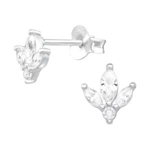 BLOEMETJE KRISTAL - 925 SILVER EAR STUDS SILVER