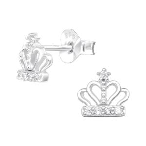 KROONTJE MET KRISTALLEN - 925 SILVER EAR STUDS SILVER