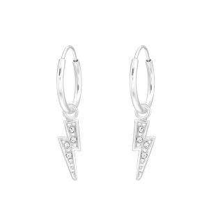 HANGER BLIKSEM KRISTALLEN - 925 SILVER EAR STUDS  SILVER