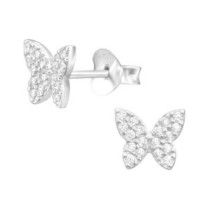 VLINDER MET ZIRCONIUM - 925 SILVER EARSTUDS SILVER