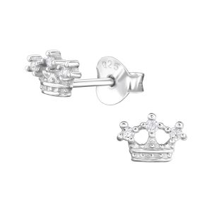 KROONTJE MET KRISTALLEN - 925 SILVER EARSTUDS  SILVER