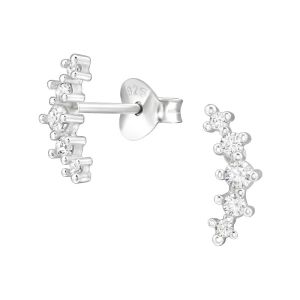 BOOGJE MET KRISTALLEN - 925 SILVER EARSTUDS  SILVER