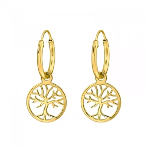 BOOM IN CIRKEL - 925 SILVER EARSTUDS - GOUD VERGULD + E-COAT GOLD