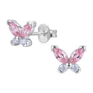 VLINDERTJE MET ZIRKONIUM - 925 SILVER EARSTUDS  SILVER