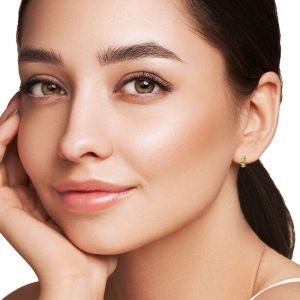 HALF ROND MET KRISTALLEN - 925 SILVER EARSTUDS - GOUD VERGULD - E-COAT GOLD