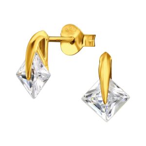 KRISTAL - 925 SILVER EARSTUDS - GOUD VERGULD - E-COAT GOLD