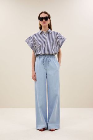 PIXIE BLUE STRIPE BLOUSE DARK BLUE