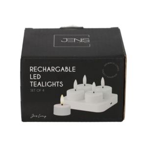 OPLAADBARE LED THEELICHTEN - 4 STUKS en Laadstation WIT