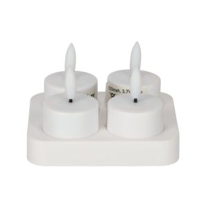 OPLAADBARE LED THEELICHTEN - 4 STUKS en Laadstation WIT